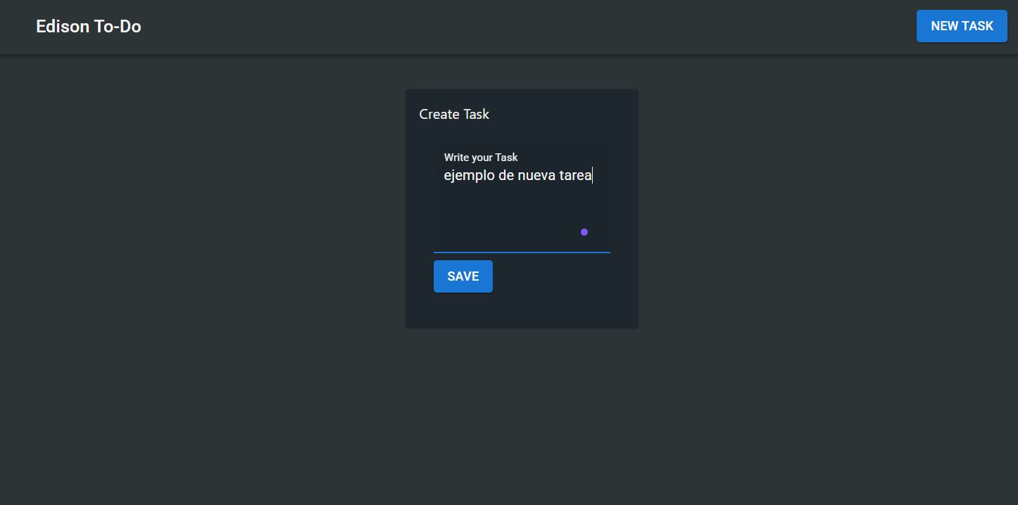 imagen del proyecto al colocar una nueva tarea